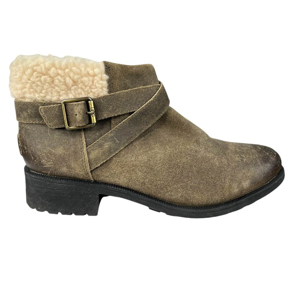 UGG Women’s Benson Brown Leather Casual Winter Boot Size US 10
